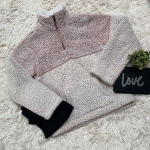 Love Tree 1/4 Zip Colorblock Sherpa 💗 Pink